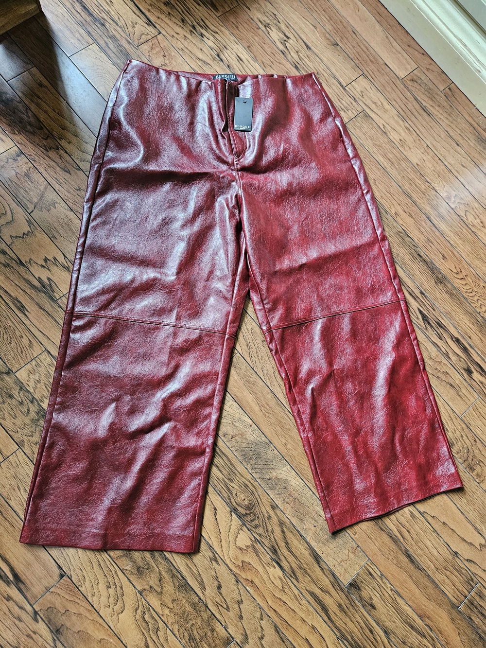 NWT Red Faux Leather Wide-Leg Women's Pants